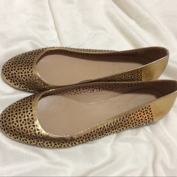J.Crew gold leather laser ballet MADE IN ITALY 7 - Picture 3 of 8